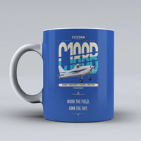 Thumbnail for Cessna A188B AgTruck design on blue ceramic mug, double-side print