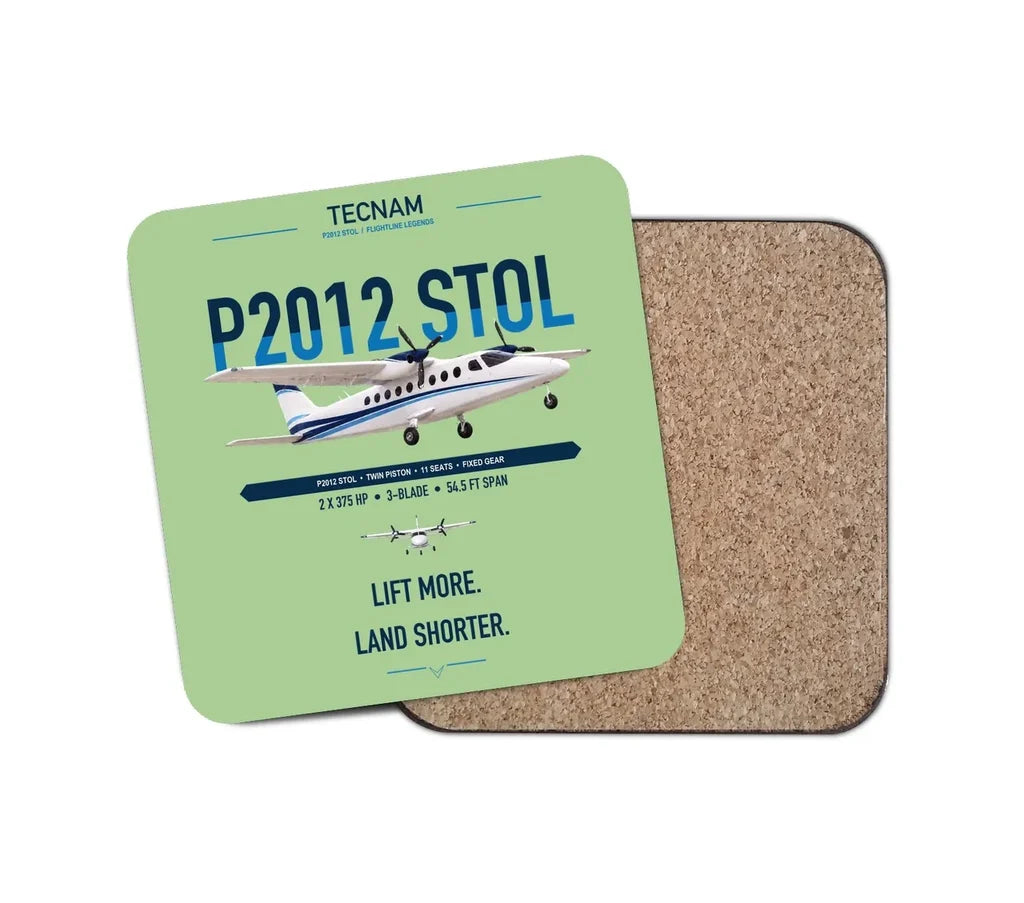Tecnam P2012 STOL design on light green 1 piece coaster