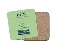 Thumbnail for Elmira Corning Regional Airport (ELM) design on light green 1 piece coaster