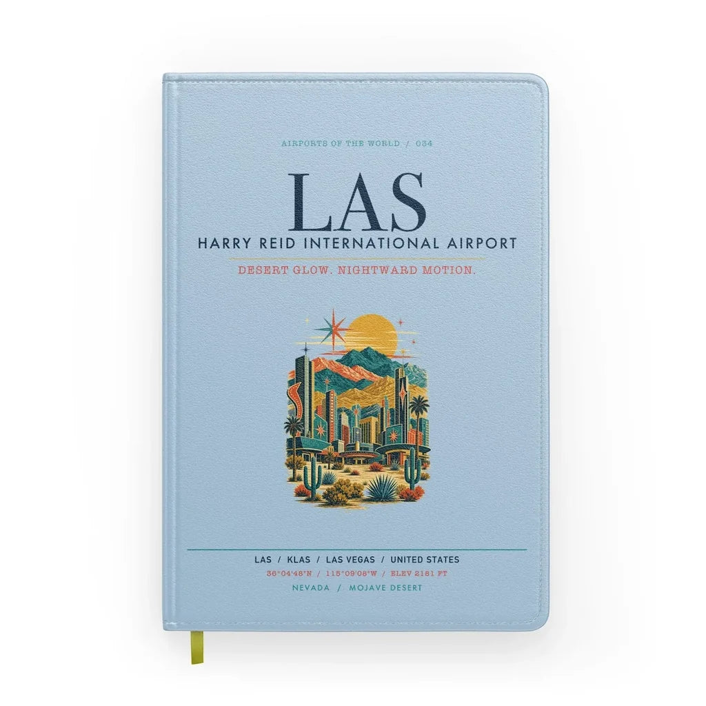 Las Vegas Harry Reid International Airport (LAS) design on light blue notebook