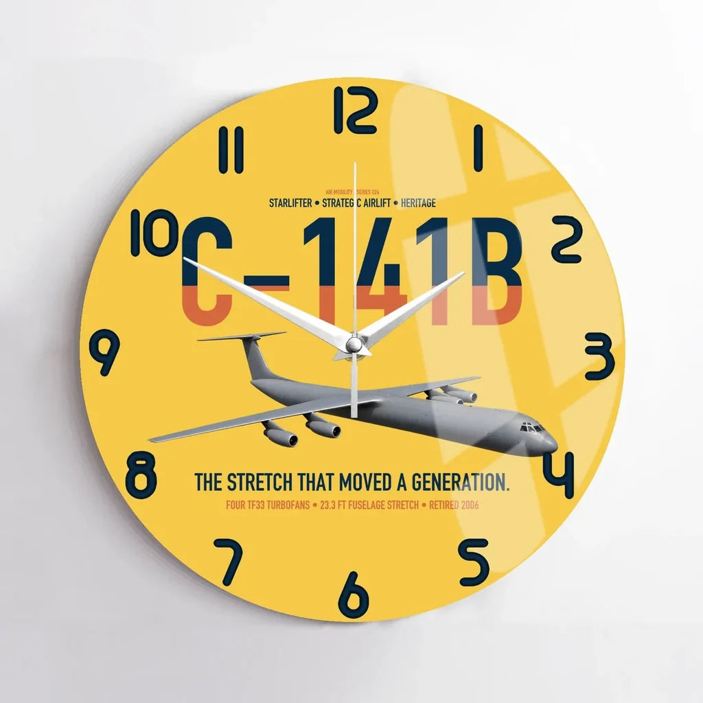 C-141B Starlifter design on yellow no frame wall clock
