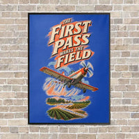 Thumbnail for The First Pass Wakes The Field vertical canvas print - framed - blue background
