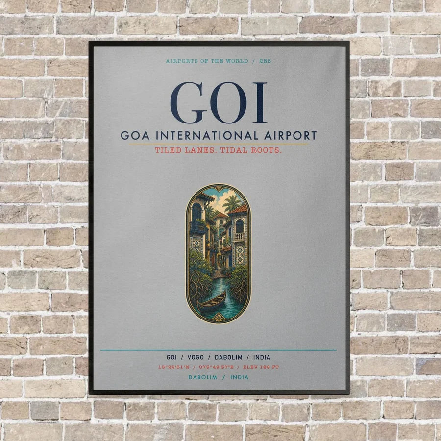 Goa International Airport Dabolim GOI vertical canvas print - framed - light gray background