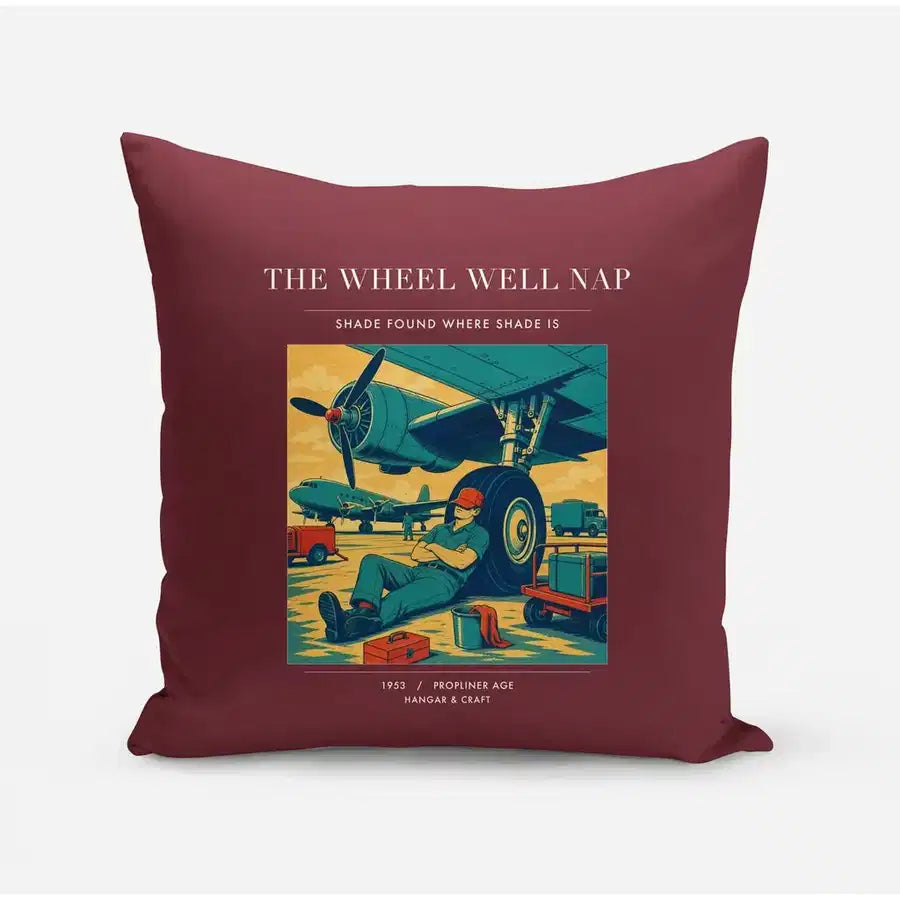 VINTAGE G4267 - The Wheel Well Nap - Designed Pillows design on darkred