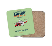 Thumbnail for Leonardo AW189 design on light green 1 piece coaster