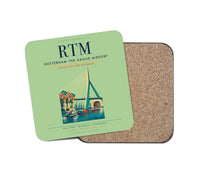 Thumbnail for Rotterdam The Hague Airport (RTM) design on light green 1 piece coaster