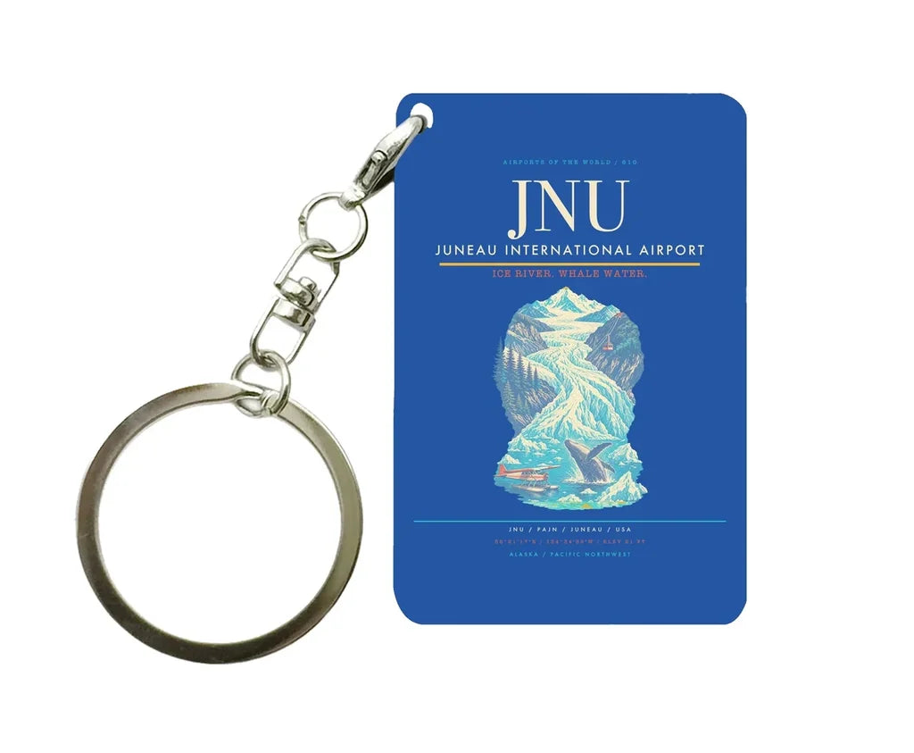 Juneau International Airport (JNU) design on blue key chain