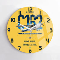 Thumbnail for Cessna 182 Skylane design on yellow no frame wall clock