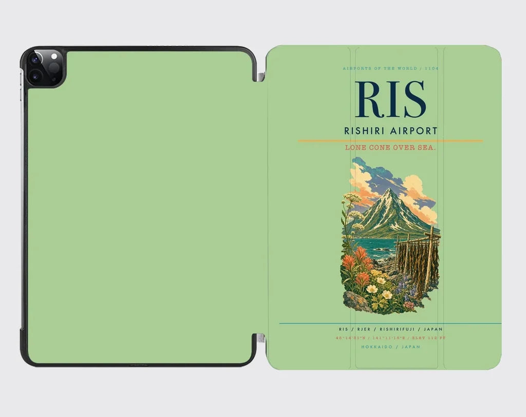 Rishiri Airport (RIS) design on light green ipad tablet case