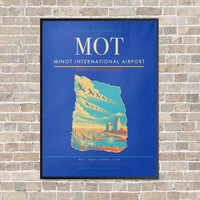 Thumbnail for Minot International Airport MOT vertical canvas print - framed - blue background