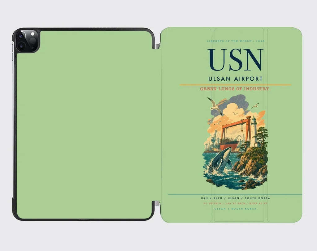 Ulsan Airport (USN) design on light green ipad tablet case