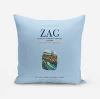 Thumbnail for Franjo Tuđman Airport Zagreb (ZAG) design on light blue pillow