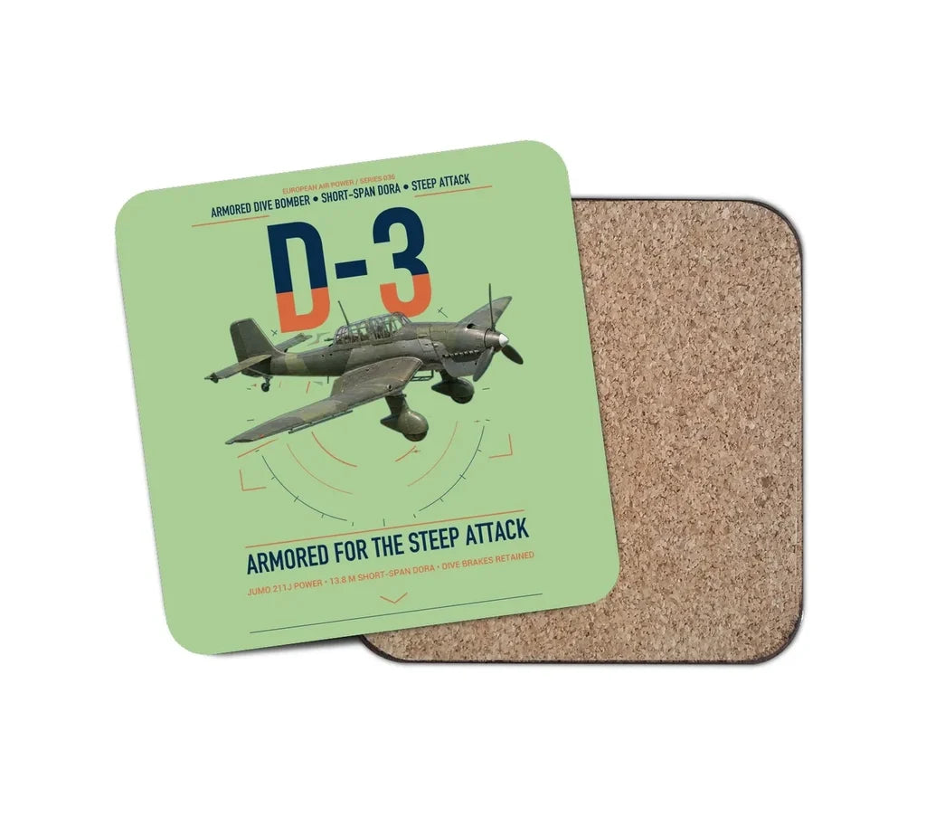 Junkers Ju 87D-3 design on light green 1 piece coaster