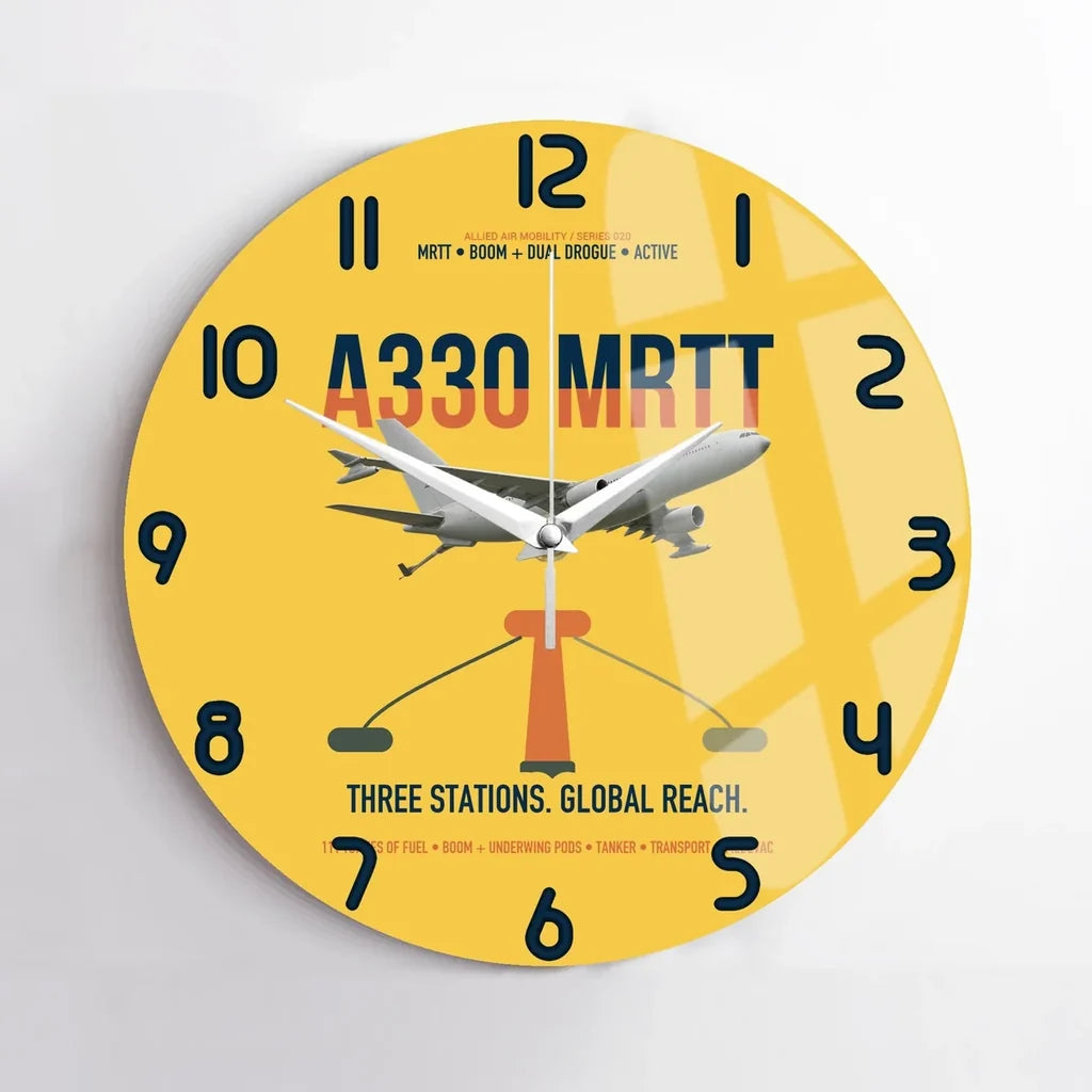 Airbus A330 MRTT design on yellow no frame wall clock
