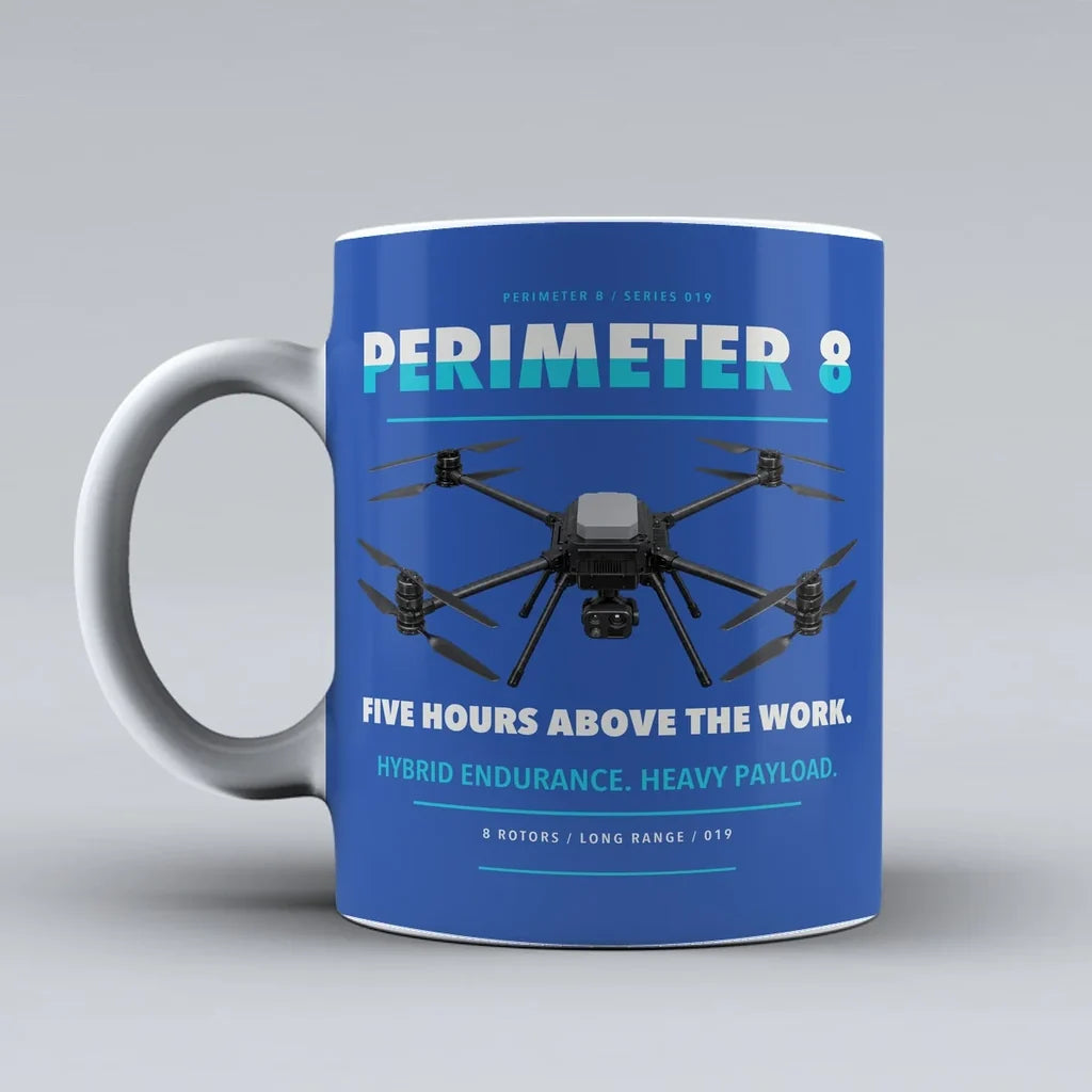 Perimeter 8 Mug design on blue skyfront