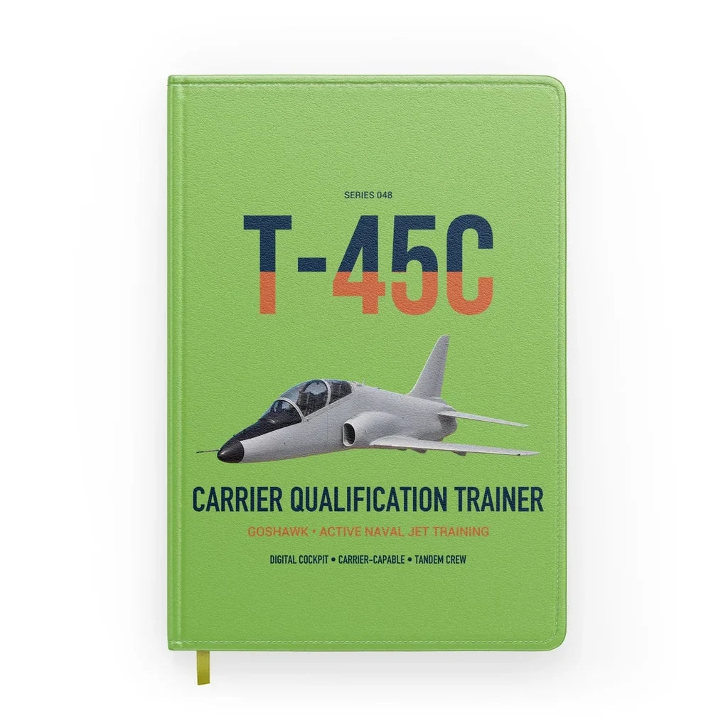 T-45C Goshawk design on light green notebook