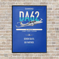 Thumbnail for Diamond DA62 vertical canvas print - framed - blue background