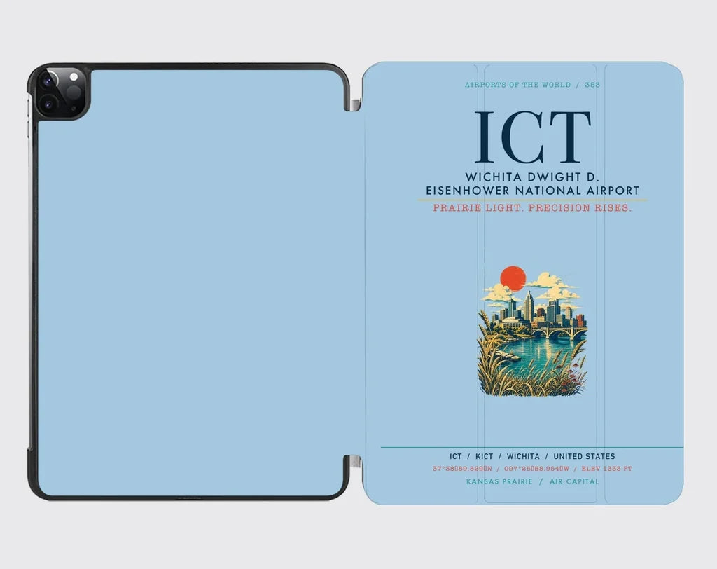 Wichita Dwight D. Eisenhower National Airport (ICT) design on light blue ipad tablet case