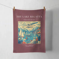 Thumbnail for VINTAGE G4039 - The Lake Regatta - Designed Towels design on darkred