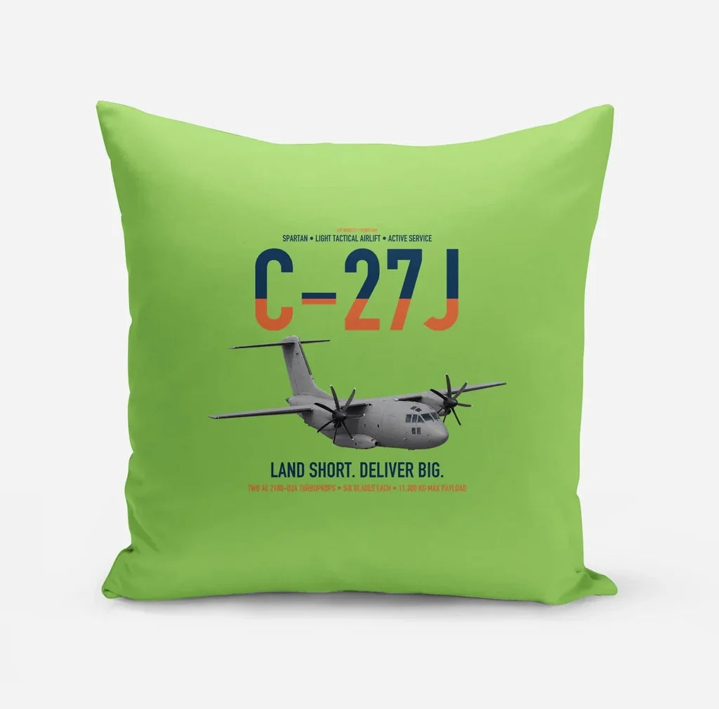 C-27J Spartan design on light green pillow