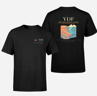 Thumbnail for Deer Lake Regional Airport (YDF) design printed on black double-side t-shirt
