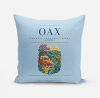 Thumbnail for Oaxaca International Airport (OAX) design on light blue pillow