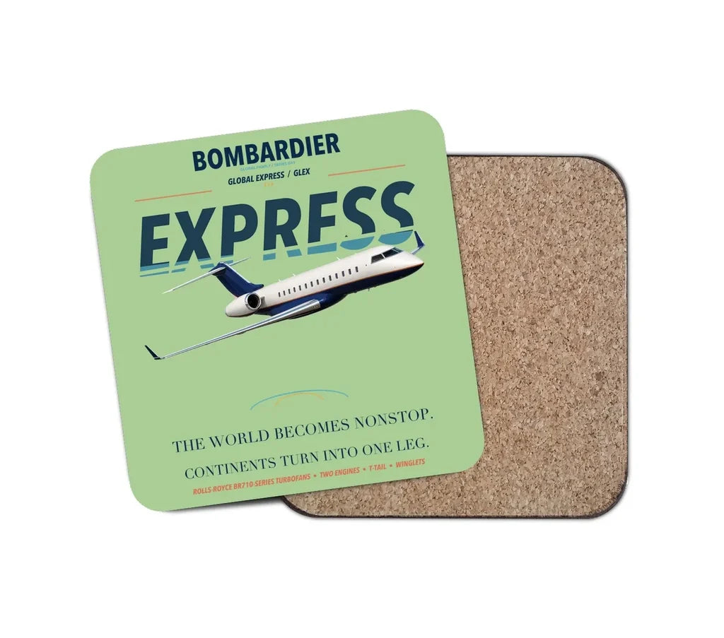 Bombardier Global Express design on light green 1 piece coaster