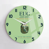 Thumbnail for Eugene Airport Mahlon Sweet Field (EUG) design on light green no frame wall clock