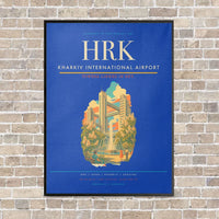 Thumbnail for Kharkiv International Airport HRK vertical canvas print - framed - blue background