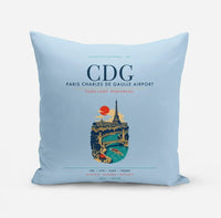 Thumbnail for Paris Charles de Gaulle Airport (CDG) design on light blue pillow