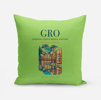 Thumbnail for Girona–Costa Brava Airport (GRO) design on light green pillow