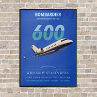 Thumbnail for Bombardier Challenger 600 vertical canvas print - framed - blue background