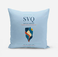 Thumbnail for Seville Airport (SVQ) design on light blue pillow