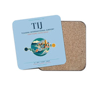 Thumbnail for Tijuana International Airport (TIJ) design on light blue 1 piece coaster