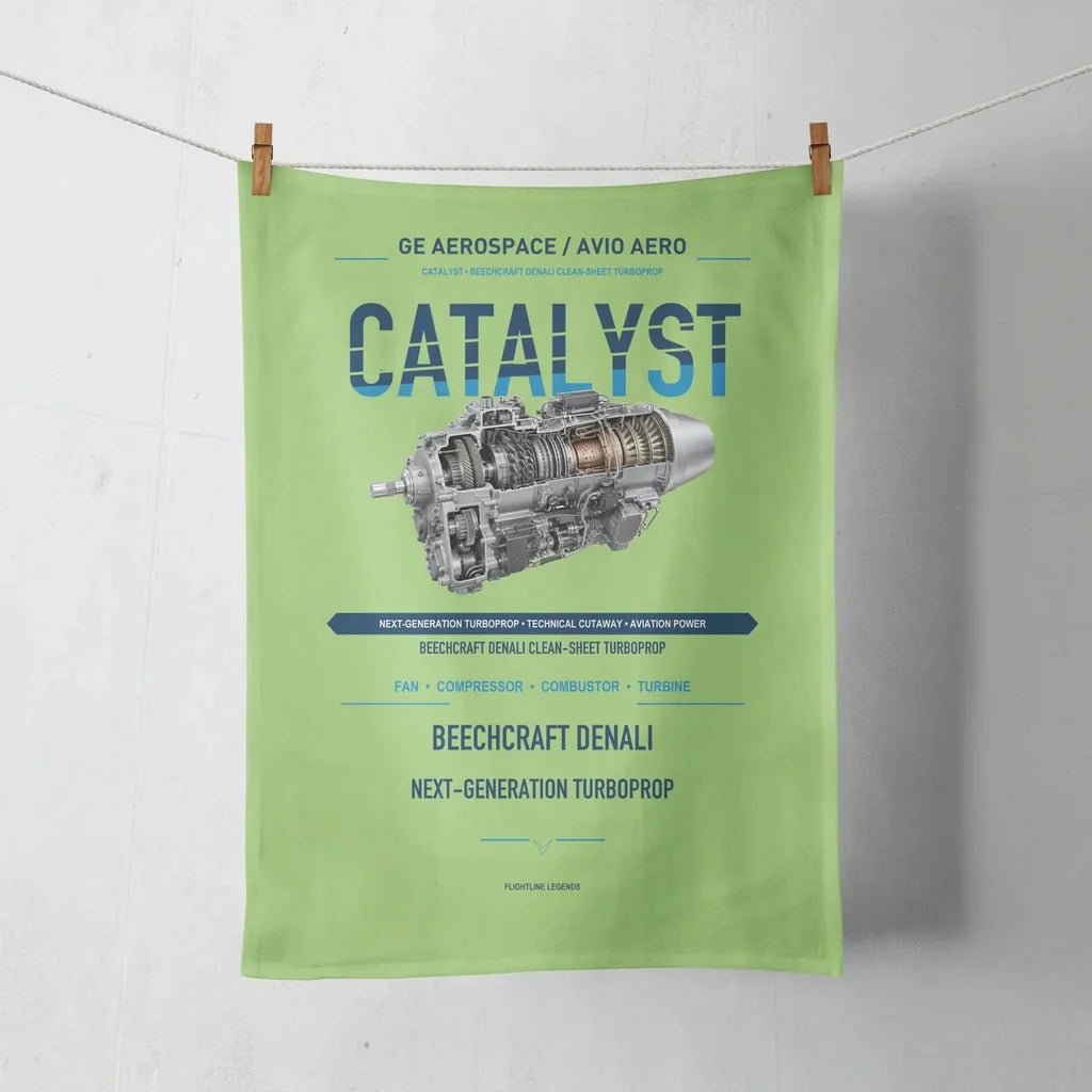 CATALYST design on light green towel