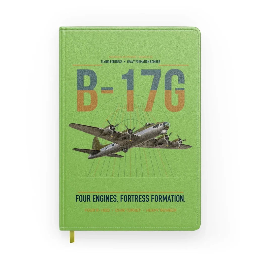 B-17G Flying Fortress design on light green notebook