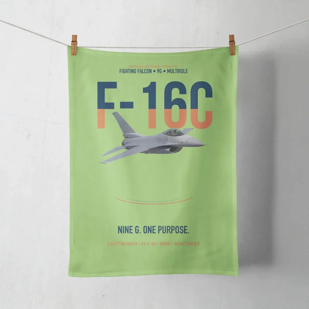 F-16C Fighting Falcon Nine G One Purpose design on light green towel