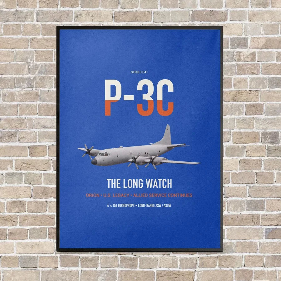 P-3C Orion vertical canvas print - framed - blue background