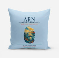 Thumbnail for Stockholm Arlanda Airport (ARN) design on light blue pillow
