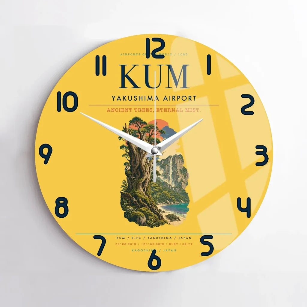 Yakushima Airport (KUM) design on yellow no frame wall clock