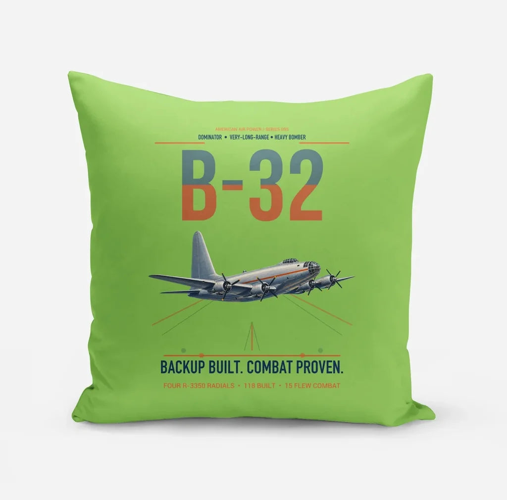 B-32 Dominator design on light green pillow