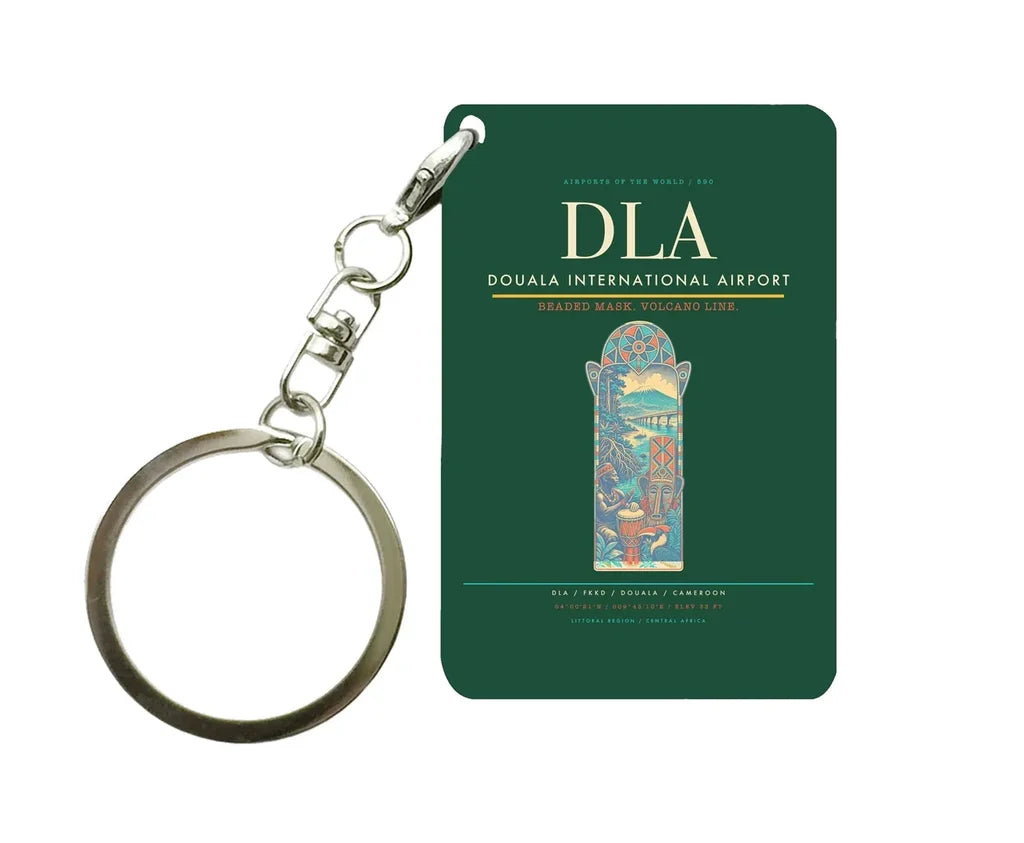 Douala International Airport DLA Key Chain design on dark green key chain