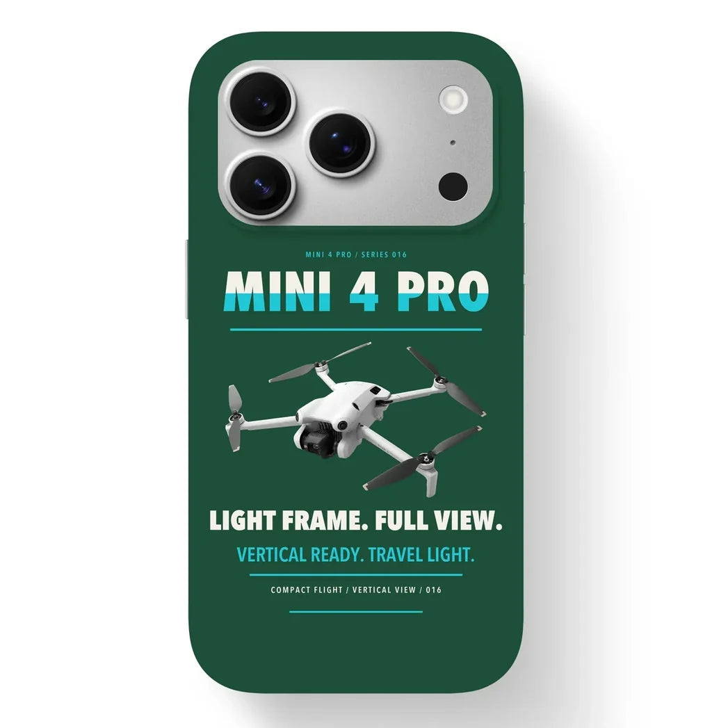 DJI Mini 4 Pro Case design on dark green iphone case