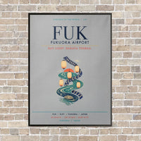 Thumbnail for Fukuoka Airport FUK vertical canvas print - framed - light gray background