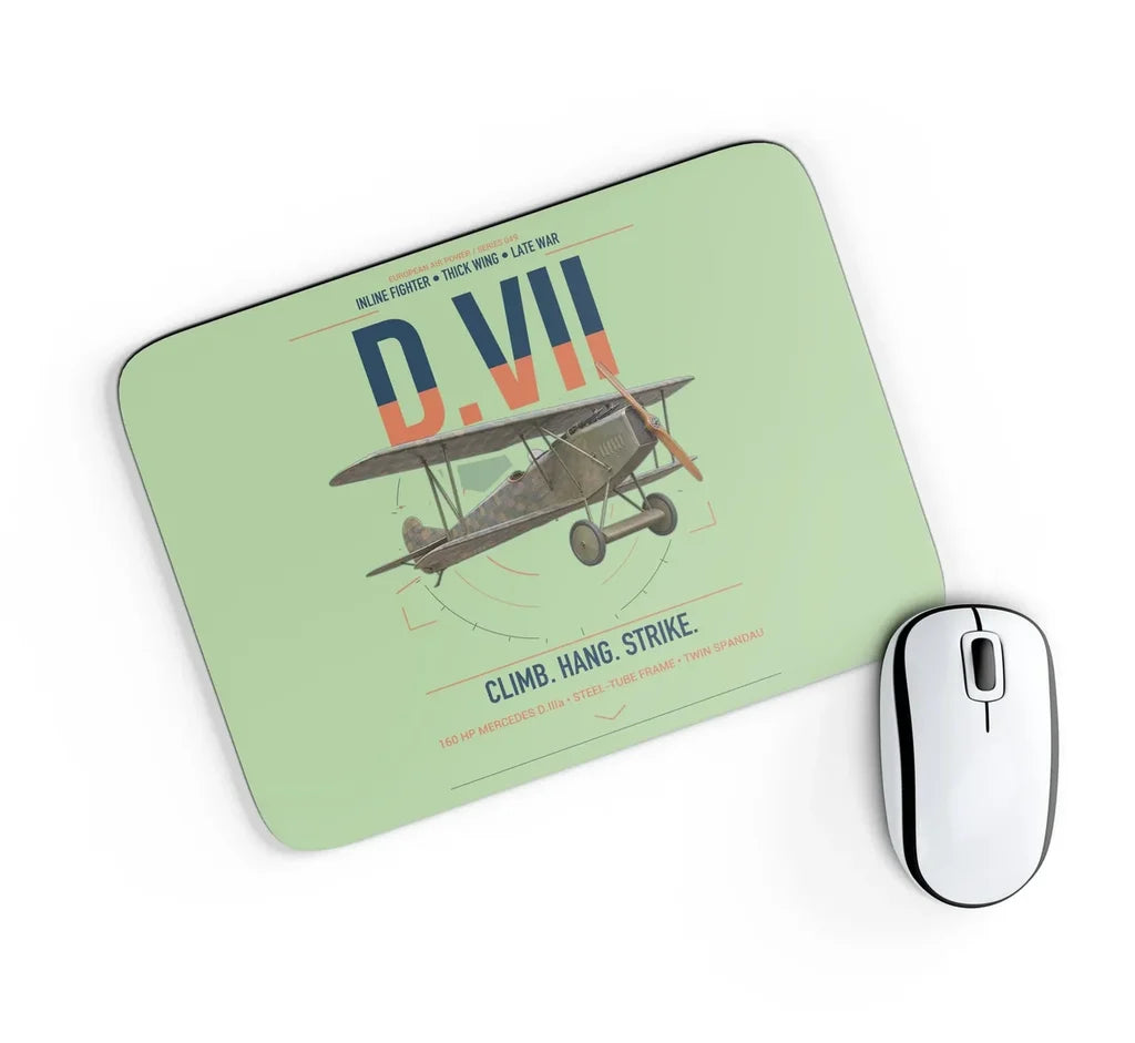 Fokker D.VII design on light green rectangle mouse pad