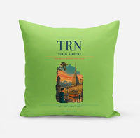 Thumbnail for Turin Airport (TRN) design on light green pillow