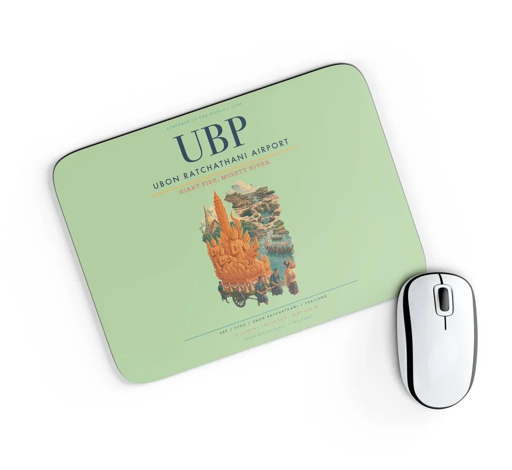Ubon Ratchathani Airport (UBP) design on light green rectangle mouse pad