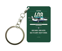 Thumbnail for Cessna 408 SkyCourier design on dark green designed key chain, double-side print