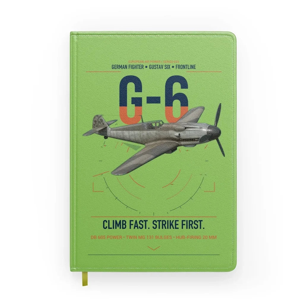 Messerschmitt Bf 109G-6 design on light green notebook