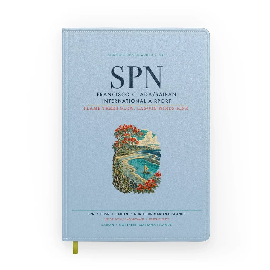 Francisco C. Ada Saipan International Airport (SPN) design on light blue notebook